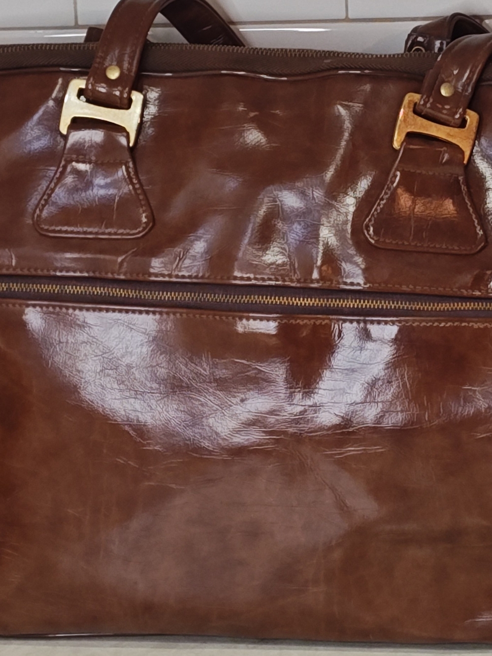 Vintage JR GENUINE Leather Bag Brown